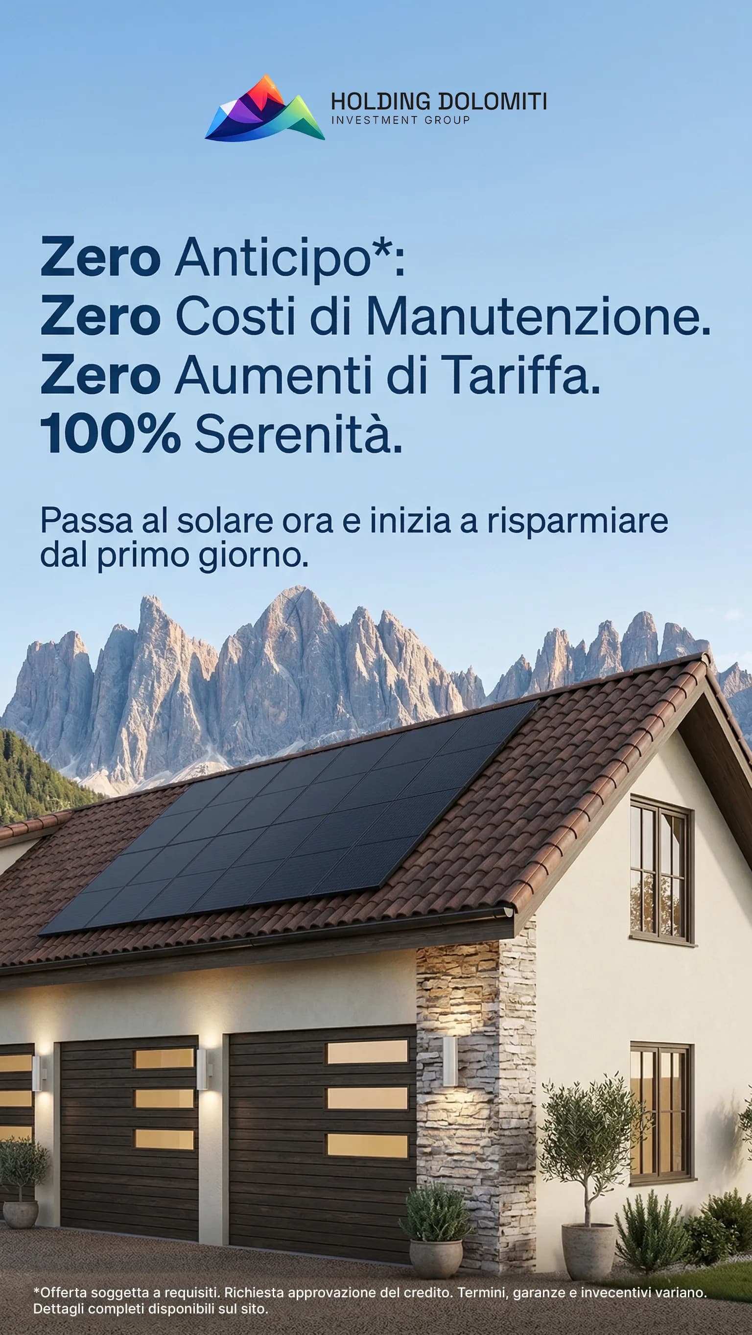 Zero Anticipo - Zero Costi di Manutenzione - Passa al solare
